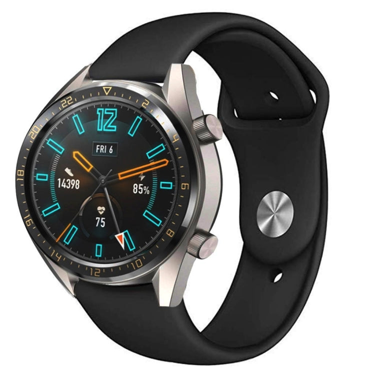 22mm black silicone reverse buckle watch strap with metal clasp and pin holes
