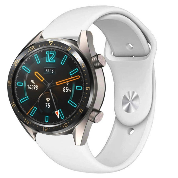 White 22mm silicone watch strap with reverse buckle and multiple adjustment holes