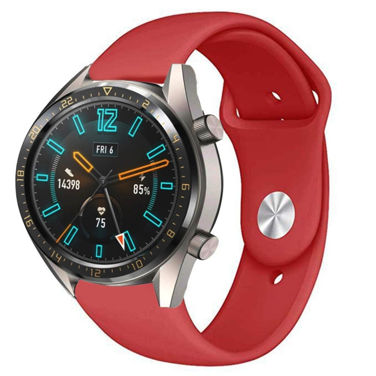 22mm red silicone reverse buckle watch strap with metal clasp and pin holes