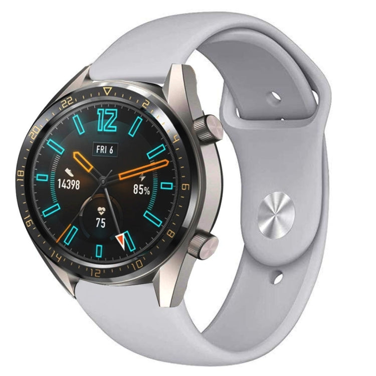 22mm gray silicone reverse buckle watch strap with metal clasp and adjustment holes