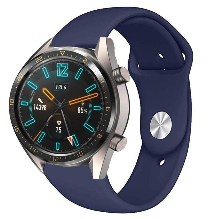 22mm midnight blue silicone reverse buckle watch strap with metal clasp and pin holes