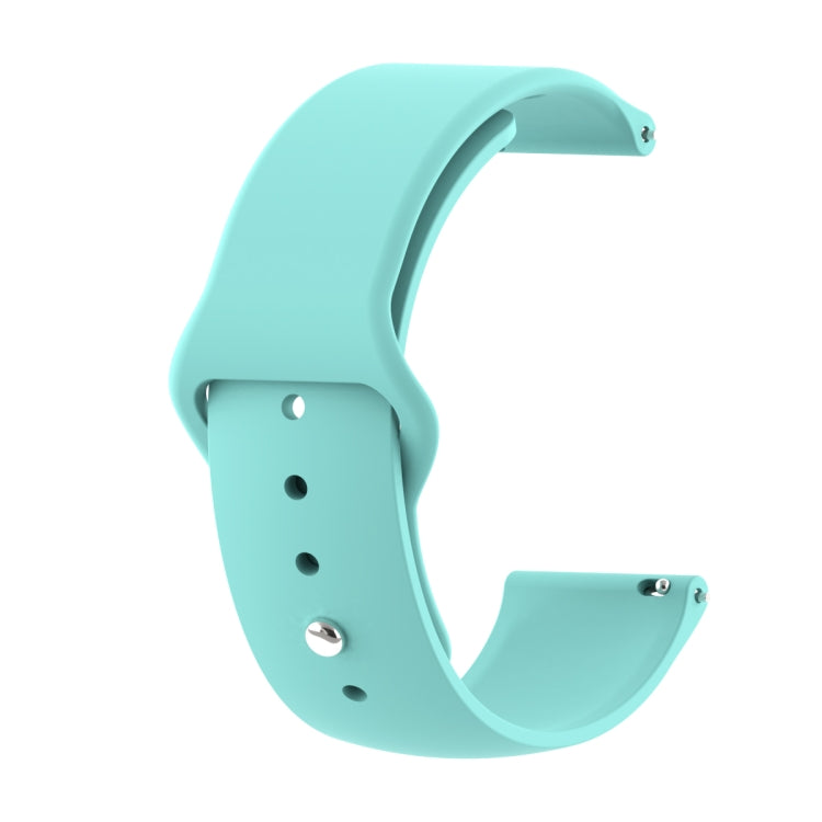 22mm mint green silicone reverse buckle watch strap with metal clasp and pin holes