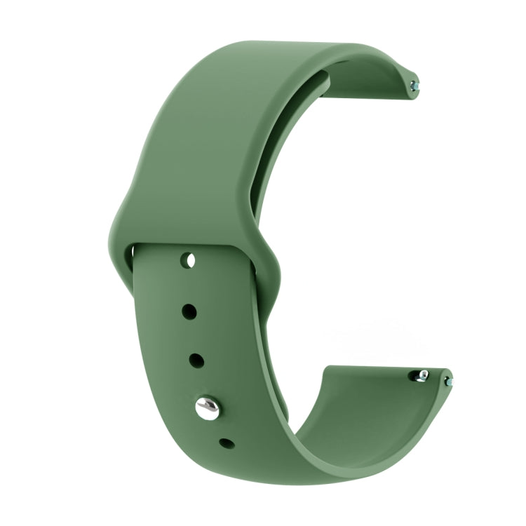 Dark green 22mm silicone watch strap with reverse buckle and multiple adjustment holes