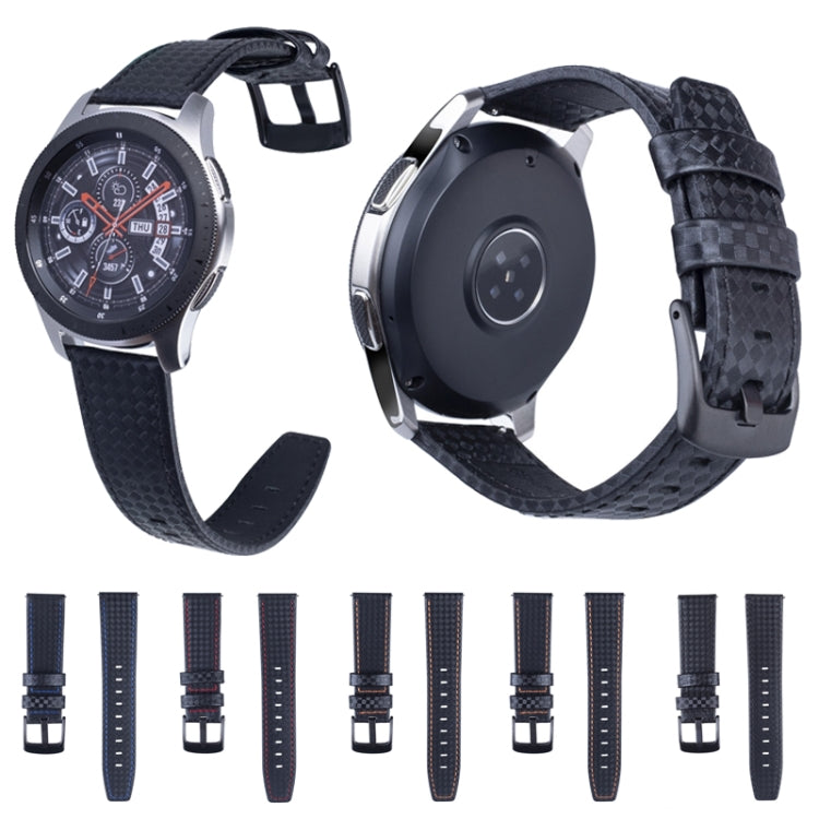 Set of carbon fiber leather watch straps in dark colors, multiple band views