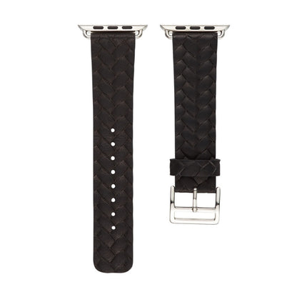 Black braided watch strap with metal buckle and side adjustment holes