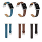 Braided watch straps in blue, brown, and black with silver buckles and holes
