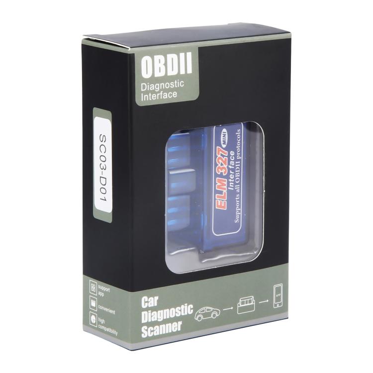 OBD2 diagnostic interface scanner retail box, blue translucent device window