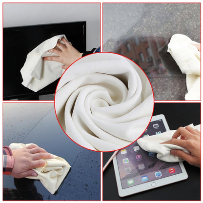 Chamois leather cleaning cloth, off-white rolled towel