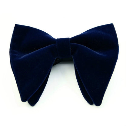 Navy velvet bow tie with big double-layer bow
