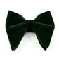 Men's velvet bow tie, big double-layer bow, dark green