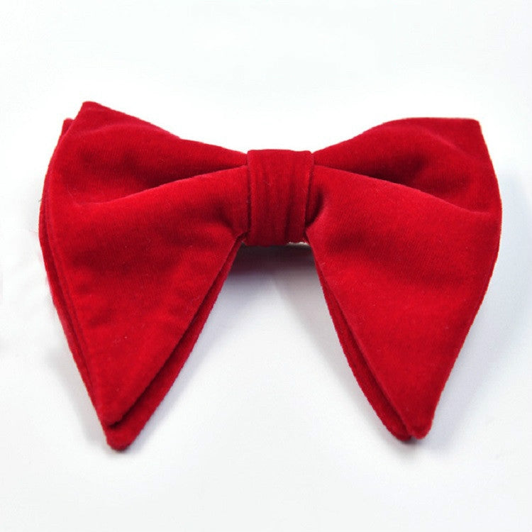 Men's velvet bow tie, big double-layer bow, red