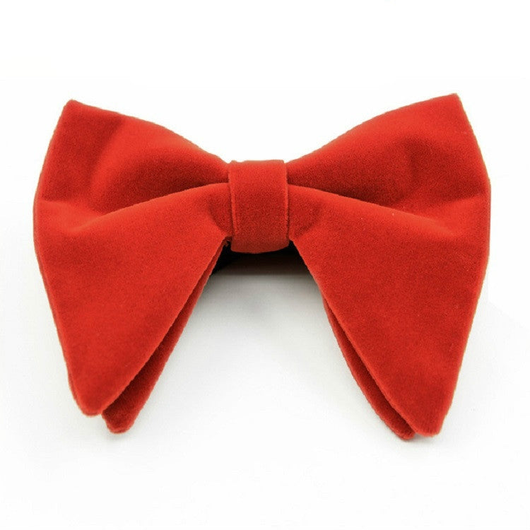 Men's velvet bow tie, big double-layer bow, orange red