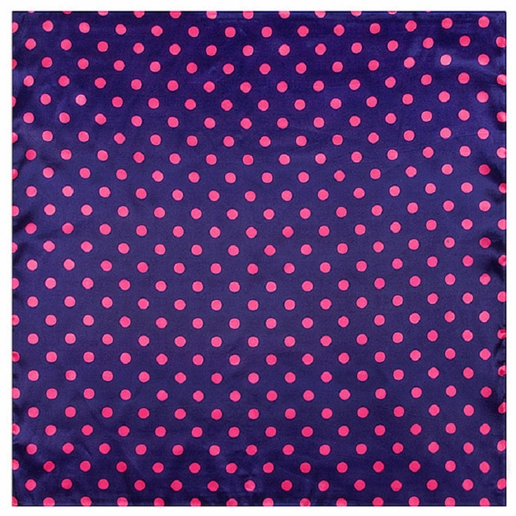 Square dot-pattern scarf, dark purple with light pink polka dots