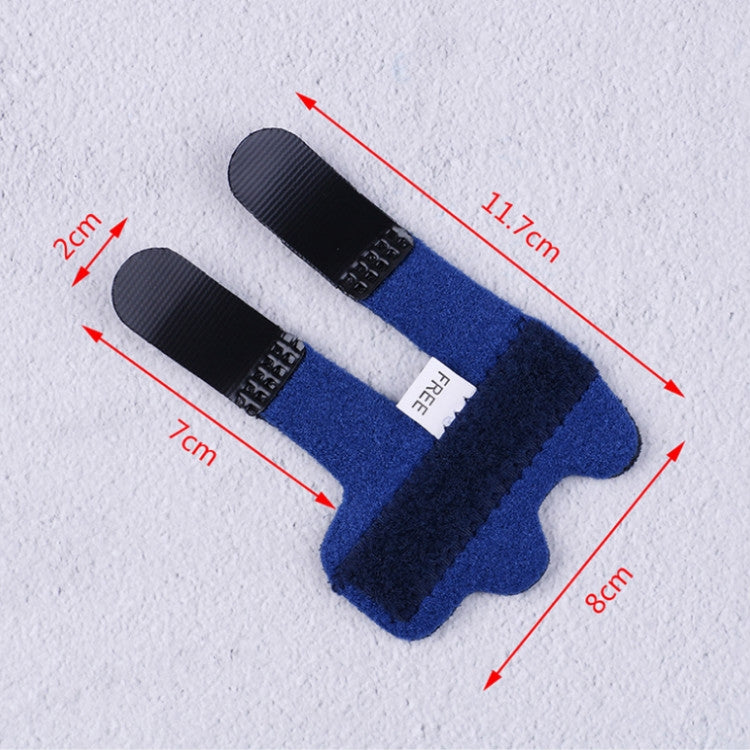 Blue finger correction splint set with black hook-and-loop straps.