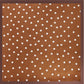 Square scarf fabric panel with brown background and evenly spaced white polka dots