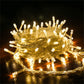 50M LED string lights with warm white bulbs on twisted clear wire