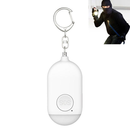 White keychain personal alarm flashlight with SOS button and hanging ring
