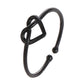 Adjustable black heart hollow ring, open loop band with heart-shaped cutout