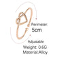 Gold adjustable heart hollow ring size diagram, open band with heart cutout