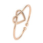 Gold adjustable heart hollow ring with open loop band and heart cutout