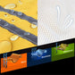 Hooded pet raincoat feature panel showing waterproof, breathable, and warm performance