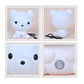 White bear LED night light lamp set with cord and close-up of round control button
