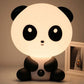 Panda-shaped LED night light lamp glowing warm light with touch button on base