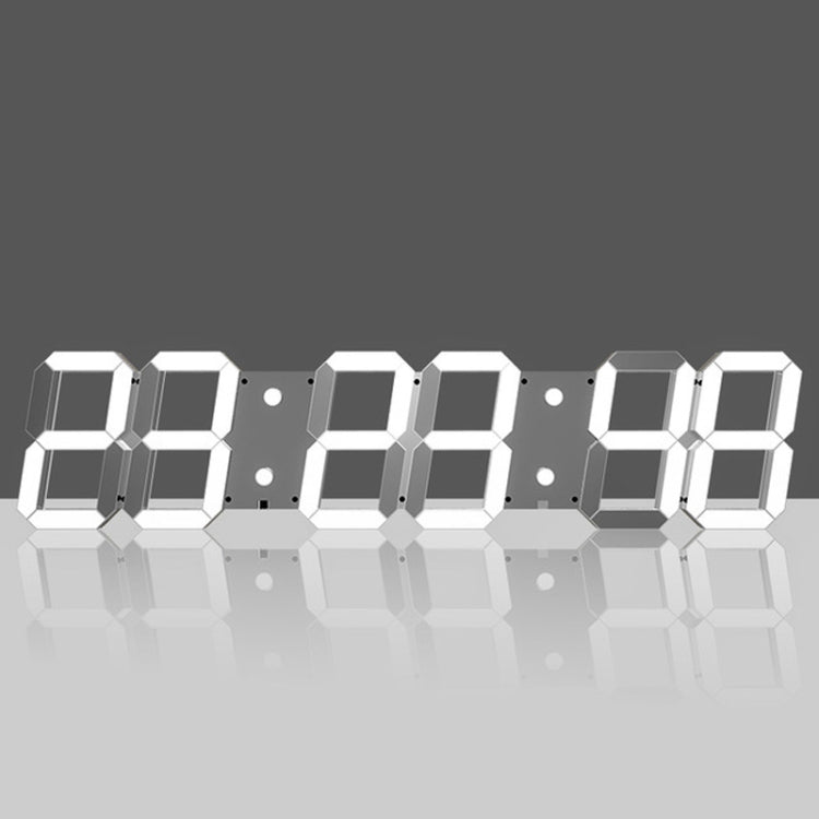 LED digital wall clock with white segmented time display, close-up on digits