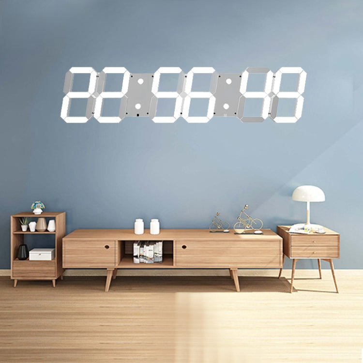LED digital wall clock with white segmented time display reading 00:56:58