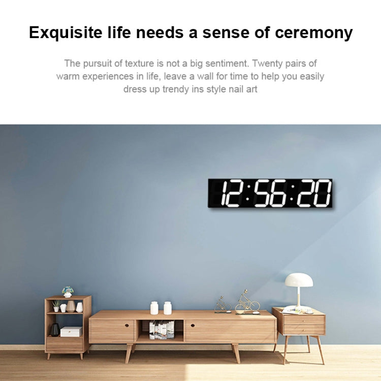 LED digital wall clock with white digits on black panel reading 12:58:20