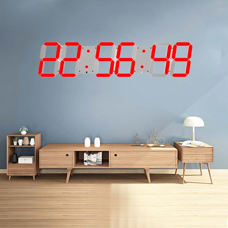 LED digital wall clock with red time display