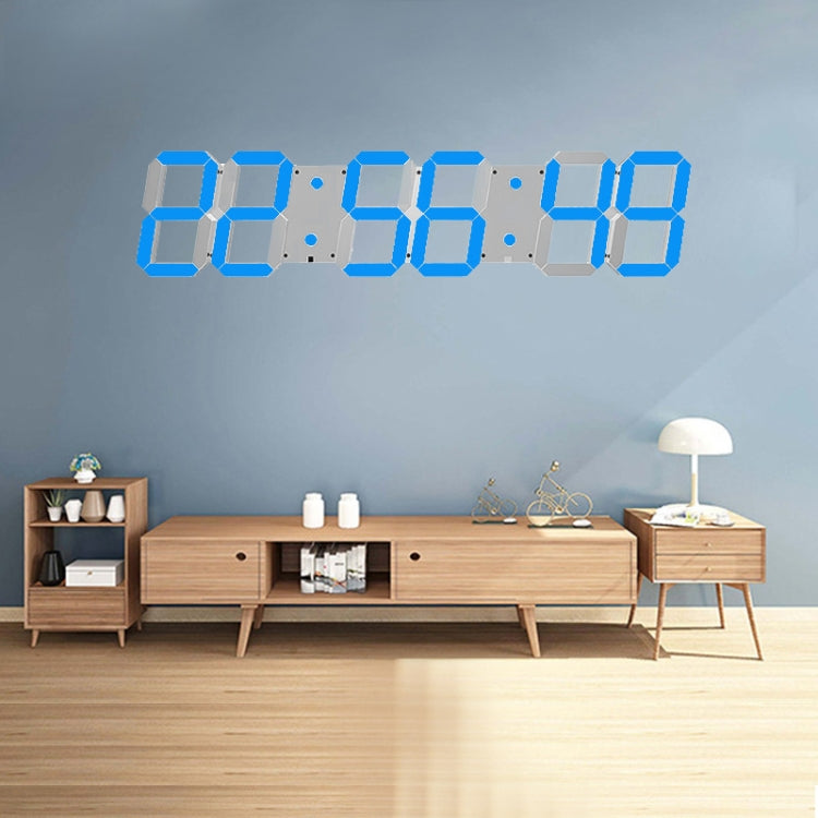LED digital wall clock with blue time display