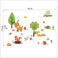 Forest animal wall sticker sheet showing deer, squirrel, turtle, mushrooms and flowers