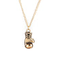 Gold boxing glove charm pendant necklace with linked chain