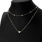 Silver two-chain heart clavicle necklace with round links and small center detail