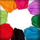 Kids painting apron sleeves in bright colors with elastic cuffs