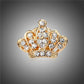 Gold mini crown brooch with sparkling rhinestone clusters and arched details