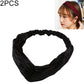 Black velvet wide cross-knot headband with elastic, twisted crisscross style