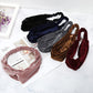 Velvet wide cross-knot headband set in multiple colors, elastic twisted knot