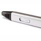 Silver 3D printing pen with black nozzle and finger slot on the handle