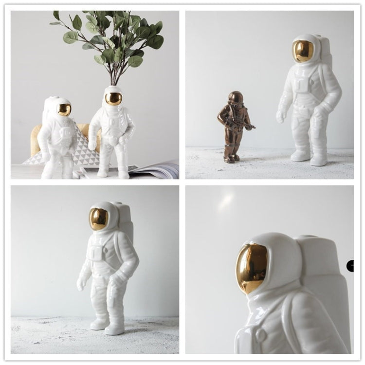 Astronaut Ceramic Model Dried Flowers Ceramic Vase for Tabletop Decor Tool, Walking, Walk, Salute