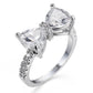 Silver bowknot zircon ring with center marquise stone and detailed bow setting
