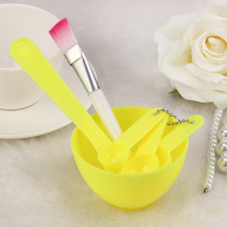 DIY facial mask mixing bowl set with light yellow bowl and brush and mixing tools