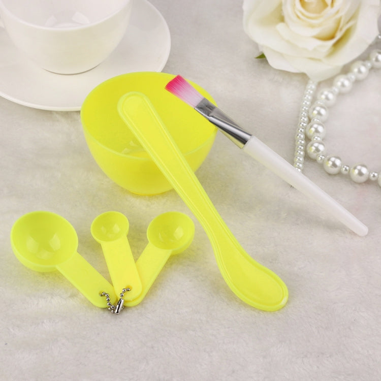 DIY facial mask mixing bowl set with light yellow bowl and brush plus spoon tools