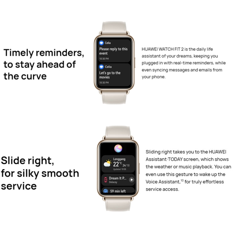 Smart sports watch with white band showing notification messages on screen