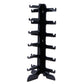 Black 6-level eyeglass frame rack with six horizontal holding pegs