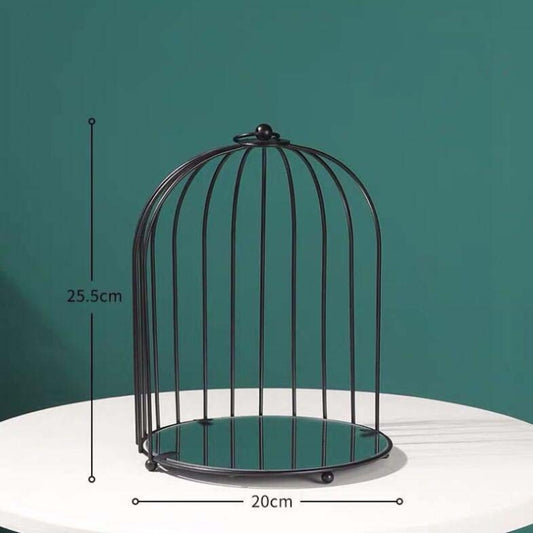 Cosmetic Storage Rack Bird Cage Desktop Shelf Dresser Skin Care Finishing Rack, Small Black, Large Black, Small Gold, Large Gold