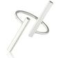 Silver geometric open finger ring with two bar accents and polished open band
