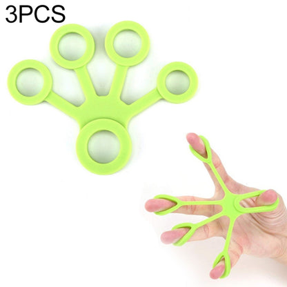 Light green silicone five-finger tensioner rings set of 3 with finger loops