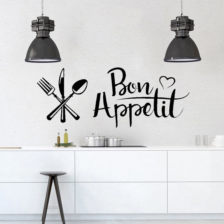 Knife and fork wall decal with Bon Appetit text